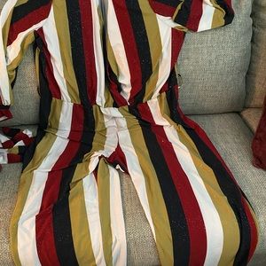 Ladies plus size with wide flare-legged romper